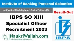 IBPS Specialist Officer (IT, Marketing, Law & Other Post) 13th Recruitment 2023 Final Result