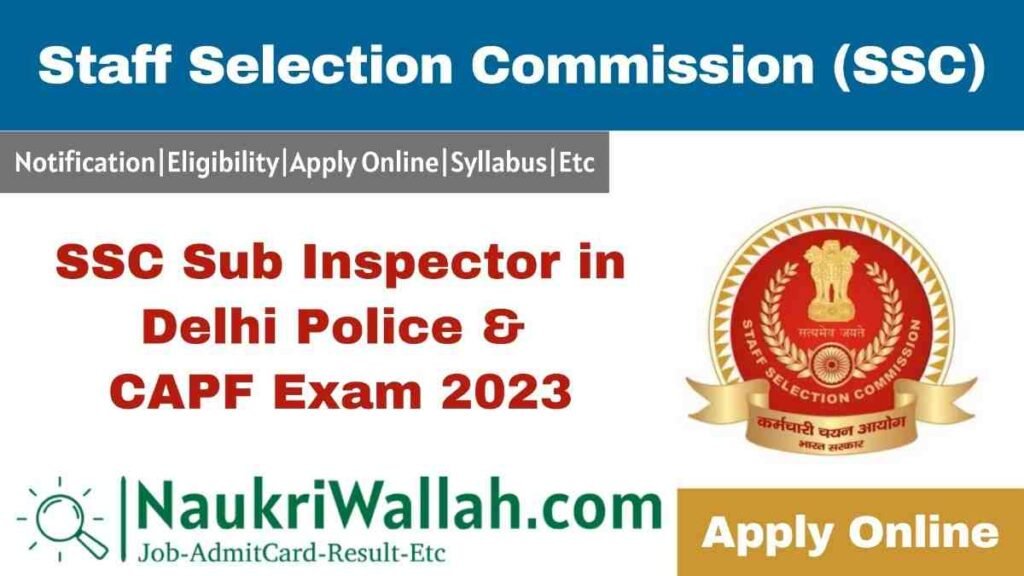 SSC Sub Inspector SI in Delhi Police, CAPF (CPO SI) Exam 2023 Final Result CR MPR NR and Other Region 2024